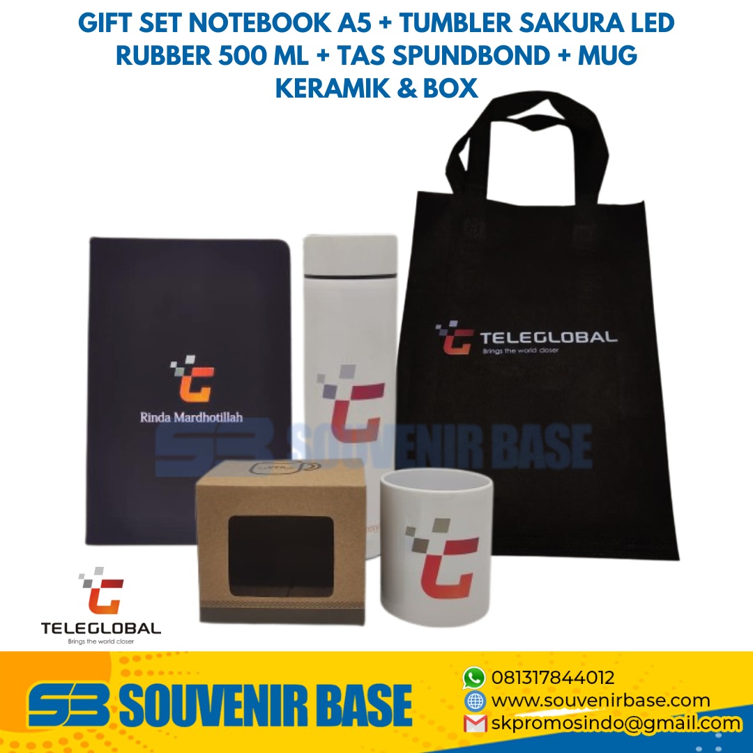 Gift Set Notebook A4, Tumbler Sakura LED, Rubber 500 ...